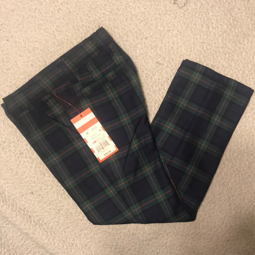 Boy Navy and Plaid Slacks